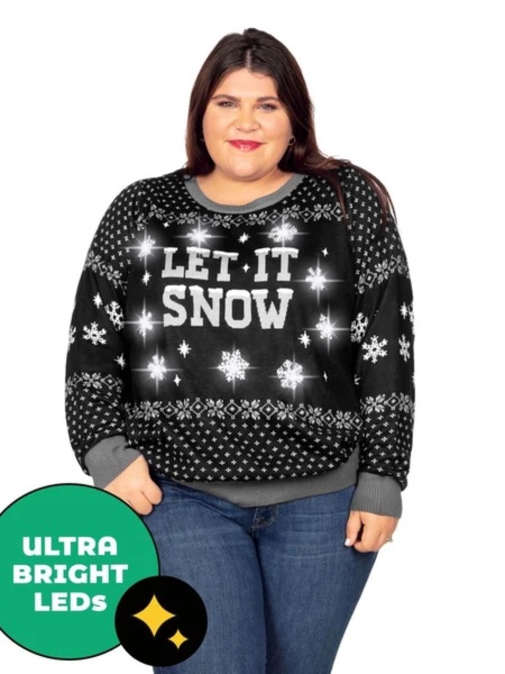 Tipsy Elves Women's Let it Snow Light Up Plus Size Ugly Christmas Sweater 3XL